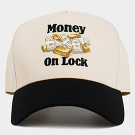 MONEY ON LOCK Message Embroidered Baseball Cap