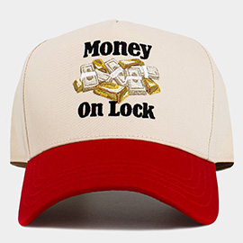 MONEY ON LOCK Message Embroidered Baseball Cap