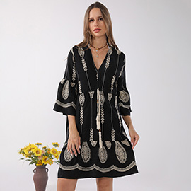 Boho Embroidered Tunic Dress