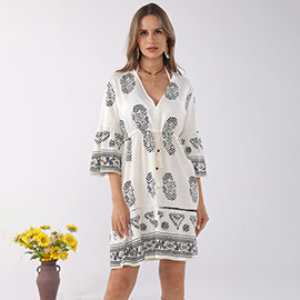 Boho Embroidered V-Neck Tunic Summer Dress