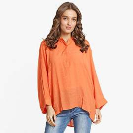 Casual Sheer Half Button-Up Shirt Top