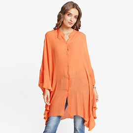 Flowy Sheer Button-Up Tunic Shirt Top / Dress