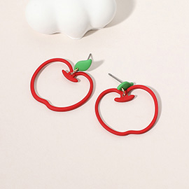 Brushed Colored Metal Open Apple Dangle Earrings