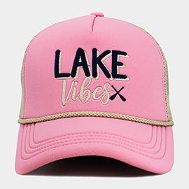 LAKE Vibes Message Embroidered Mesh Back Trucker Hat