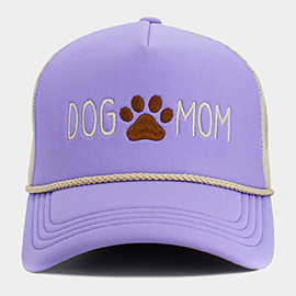 DOG MOM Message Paw Embroidered Mesh Back Trucker Hat