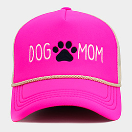 DOG MOM Message Paw Embroidered Mesh Back Trucker Hat