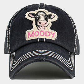 MOODY Message Cow Vintage Baseball Cap