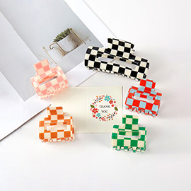 5PCS - Cellulose Acetate Checkered Square Hair Claw Clips