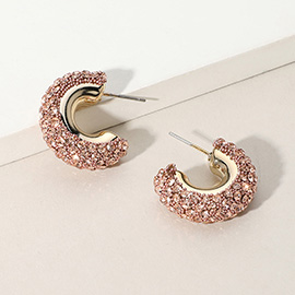 Bling Studded Hoop Earrings