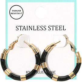 Stainless Steel Enamel Hoop Earrings