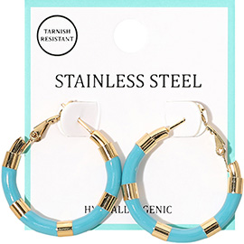 Stainless Steel Enamel Hoop Earrings