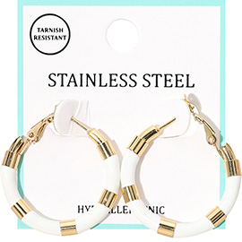 Stainless Steel Enamel Hoop Earrings