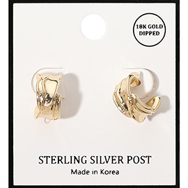 18K Gold Dipped Textured Mini Hoop Earrings