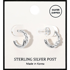 Silver Dipped Rope Mini Hoop Earrings