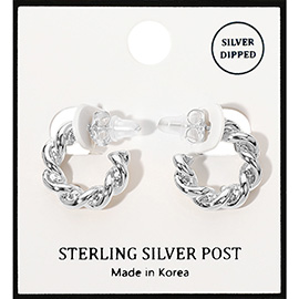 Silver Dipped Twisted Mini Hoop Earrings