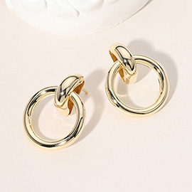 18K Gold Dipped Round Doorknocker Earrings