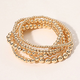 5PCS - Metal Ball Beaded Stretch Multi Layered Bracelets