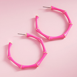 Enamel Bamboo Hoop Earrings