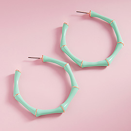 Enamel Bamboo Hoop Earrings