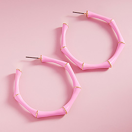 Enamel Bamboo Hoop Earrings