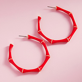 Enamel Bamboo Hoop Earrings