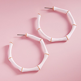 Enamel Bamboo Hoop Earrings