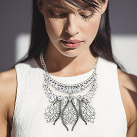 Rhinestone Cluster Embellished Statement Necklace