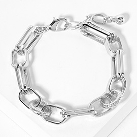 White Gold Dipped Chunky Geometric Chain Bracelet