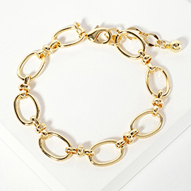 Gold Dipped Oval Ring Link Chain Bracelet