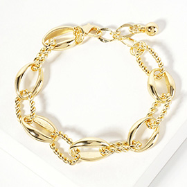 Gold Dipped Rope Ring Link Chain Bracelet