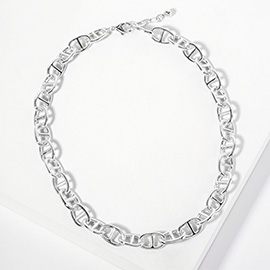 White Gold Dipped Mariner Link Chain Necklace