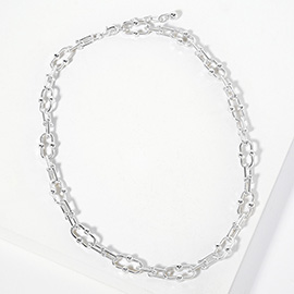 White Gold Dipped Industrial Chain Necklace