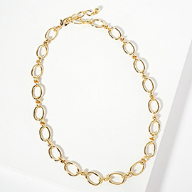 Gold Dipped Oval Link Chain Necklace