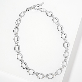 White Gold Dipped Oval Link Chain Necklace