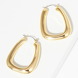 Chunky Metal Tube Pin Catch Hoop Earrings