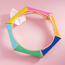 Enamel Hexagonal Stretch Bangle Bracelet