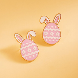 Enamel Easter Egg Rabbit Stud Earrings