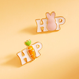 Enamel Easter HIP HOP Message Stud Earrings