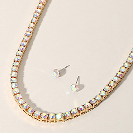 Rhinestone Tennis Chain Evening Necklace