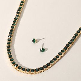 Rhinestone Tennis Chain Evening Necklace