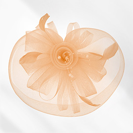 Pearl Feather Mesh Flower Fascinator / Headband