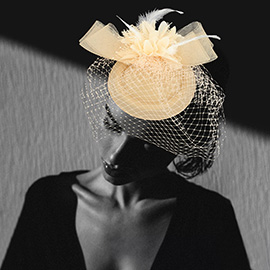 Feather Pearl Mesh Flower Fascinator / Headband