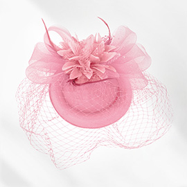 Feather Pearl Mesh Flower Fascinator / Headband