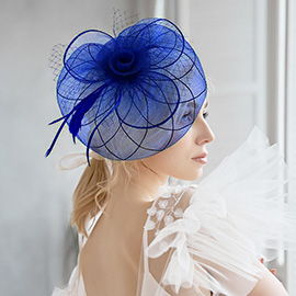 Feather Mesh Flower Fascinator / Headband