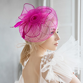 Feather Mesh Flower Fascinator / Headband