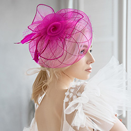 Feather Mesh Flower Fascinator / Headband