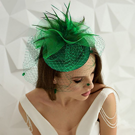 Feather Mesh Fascinator / Headband