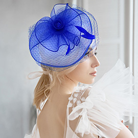 Flower Feather Mesh Fascinator / Headband