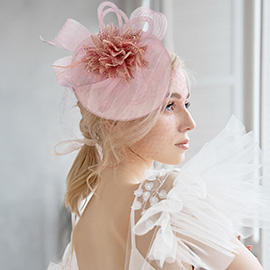 Bow Flower Feather Mesh Fascinator / Headband