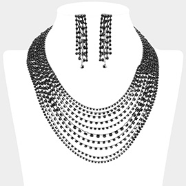 Rhinestone Paved Multi Layered Necklace